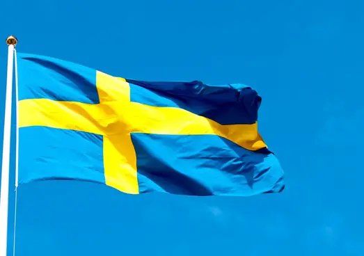 Bild på flaggstång och svensk flagga