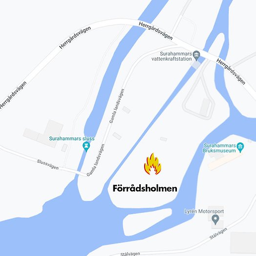 Bild visar karta över förrådsholmen med omnejd
